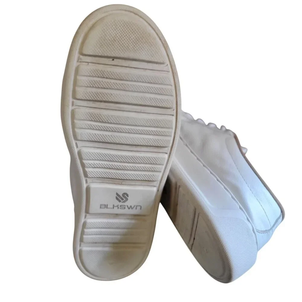 BLKSWN Women's White Leather Lace-Up Sneakers - SZ 7